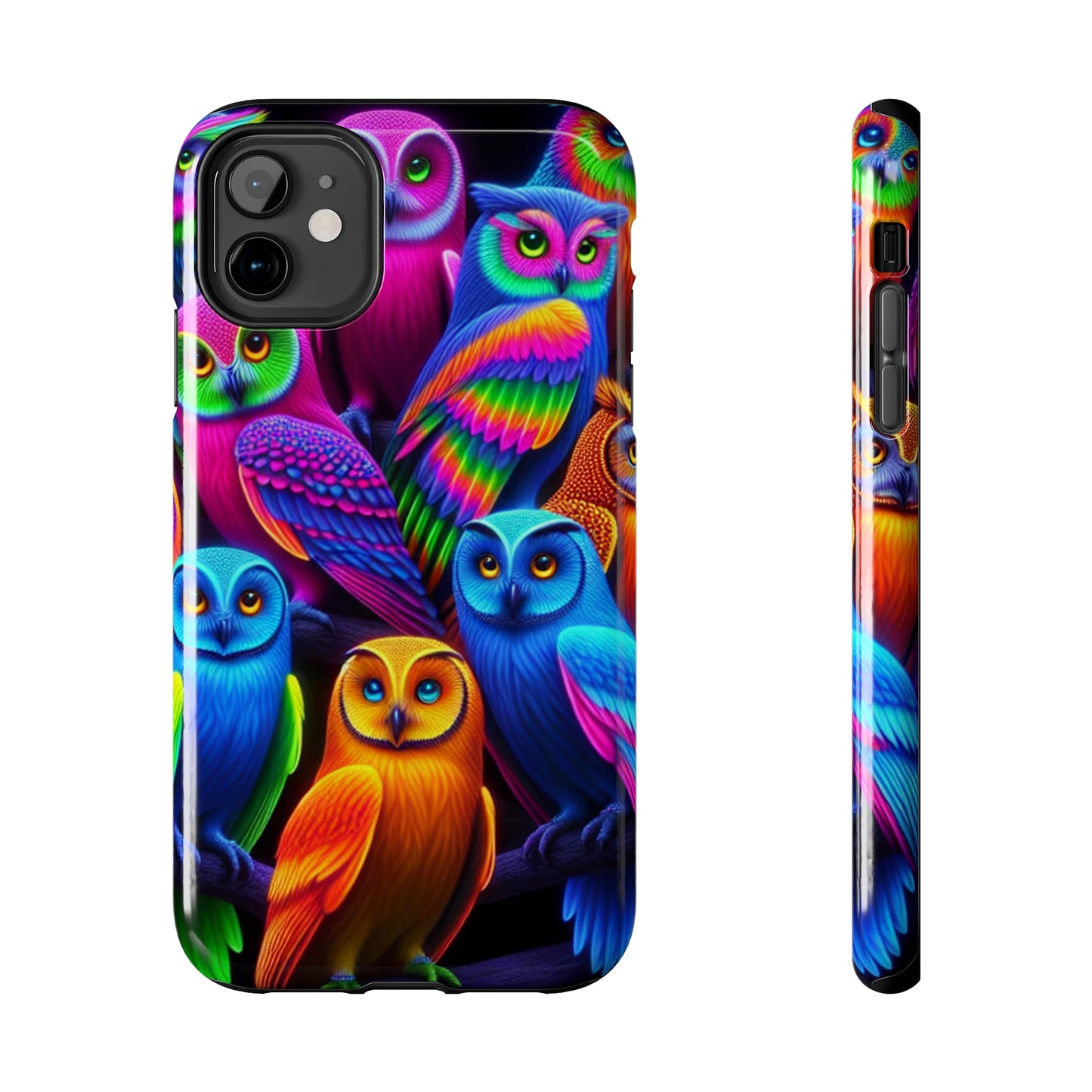 "Electric Vivid Night Owls" NEON Owls Tough Phone Case