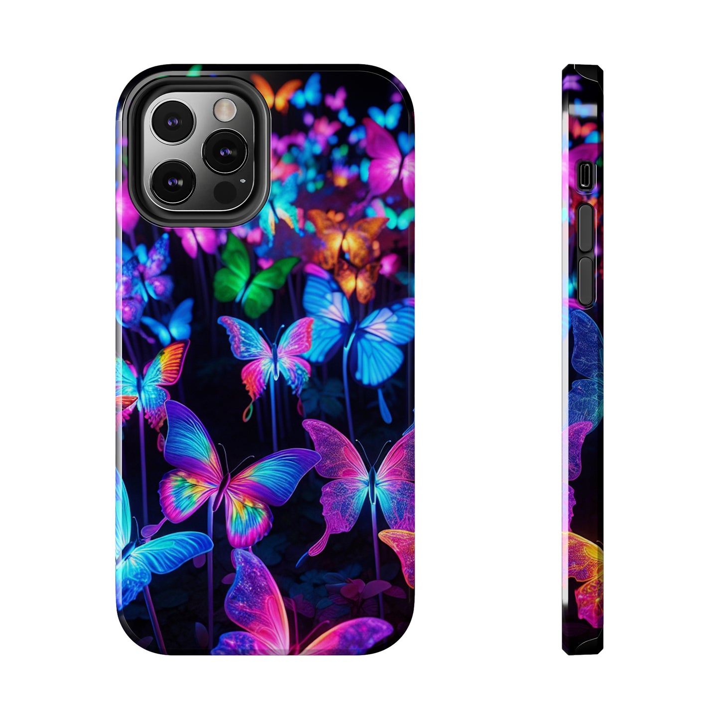 "Neon Flutterby Lights" NEON Butterflies Tough Phone Case