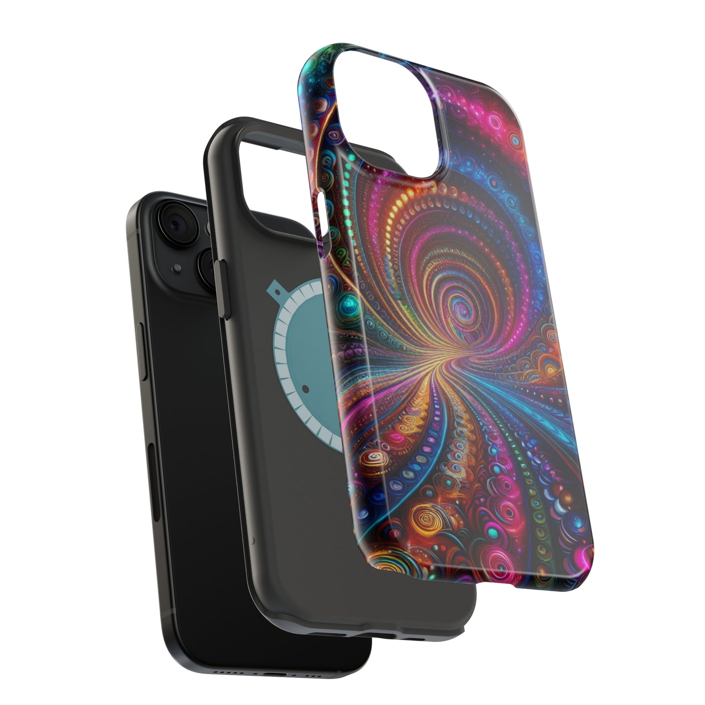Neon Eternal Infinity Oasis. Neon Trippy Infinity Patterns Premium Art Magsafe Magnet Tough IPhone 13 14 15 Pro Plus Max and Mini in Matte and Glossy Phone cases