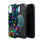"Vivid Neon Splendor" Neon Butterflies and Mushrooms Premium Art Magsafe Magnet Tough IPhone 13 14 15 Pro Plus Max and Mini in Matte and Glossy Phone cases