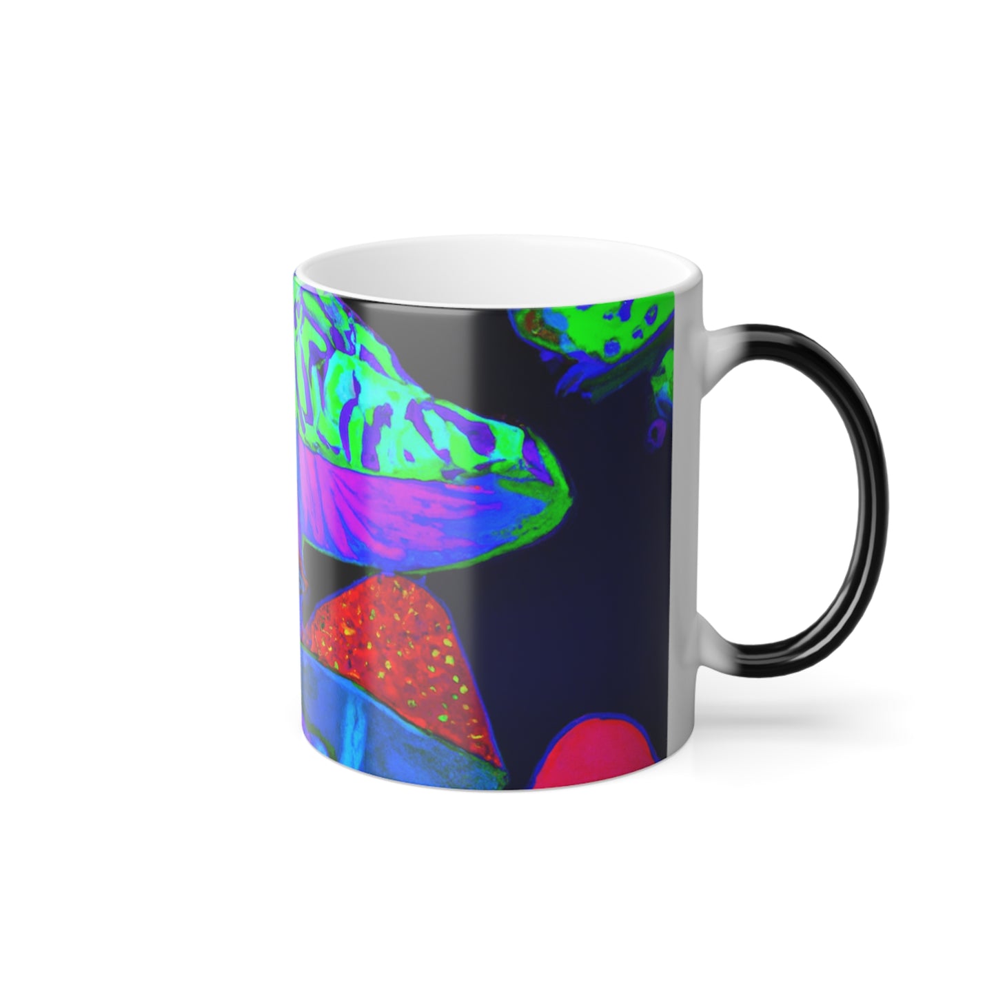 Neon Harmony Garden. Mushrooms & Butterflies 11oz Color Morphing Mug