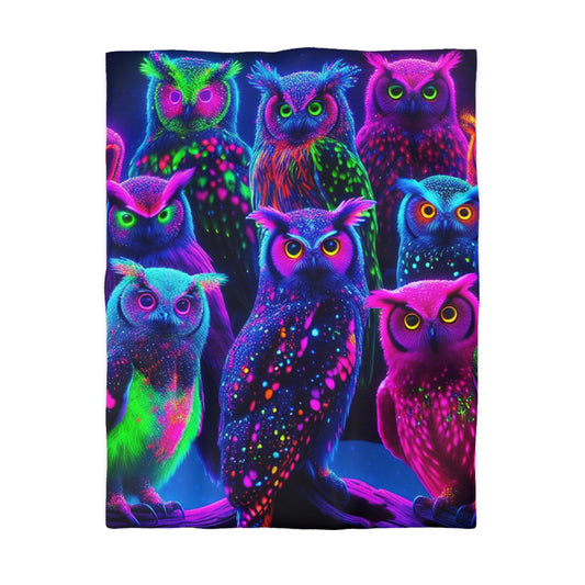 Garrod da Vinci - NEON Owls Microfiber Duvet Cover