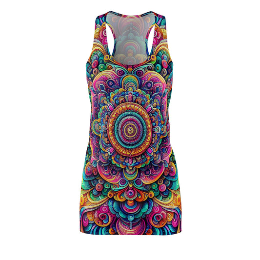 Neon Infinity Rift. Trippy Infinity Patterns Racerback Dress