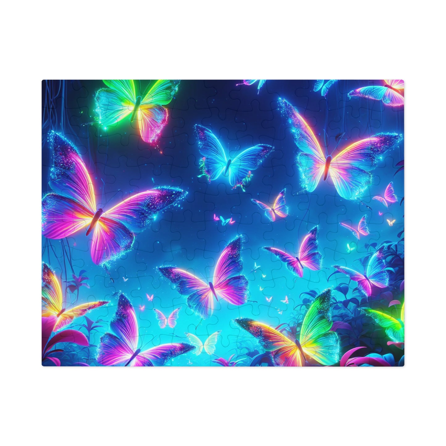 Neon Flight. - Neon Butterflies Puzzle30, 110, 252, and 1000 Pieces