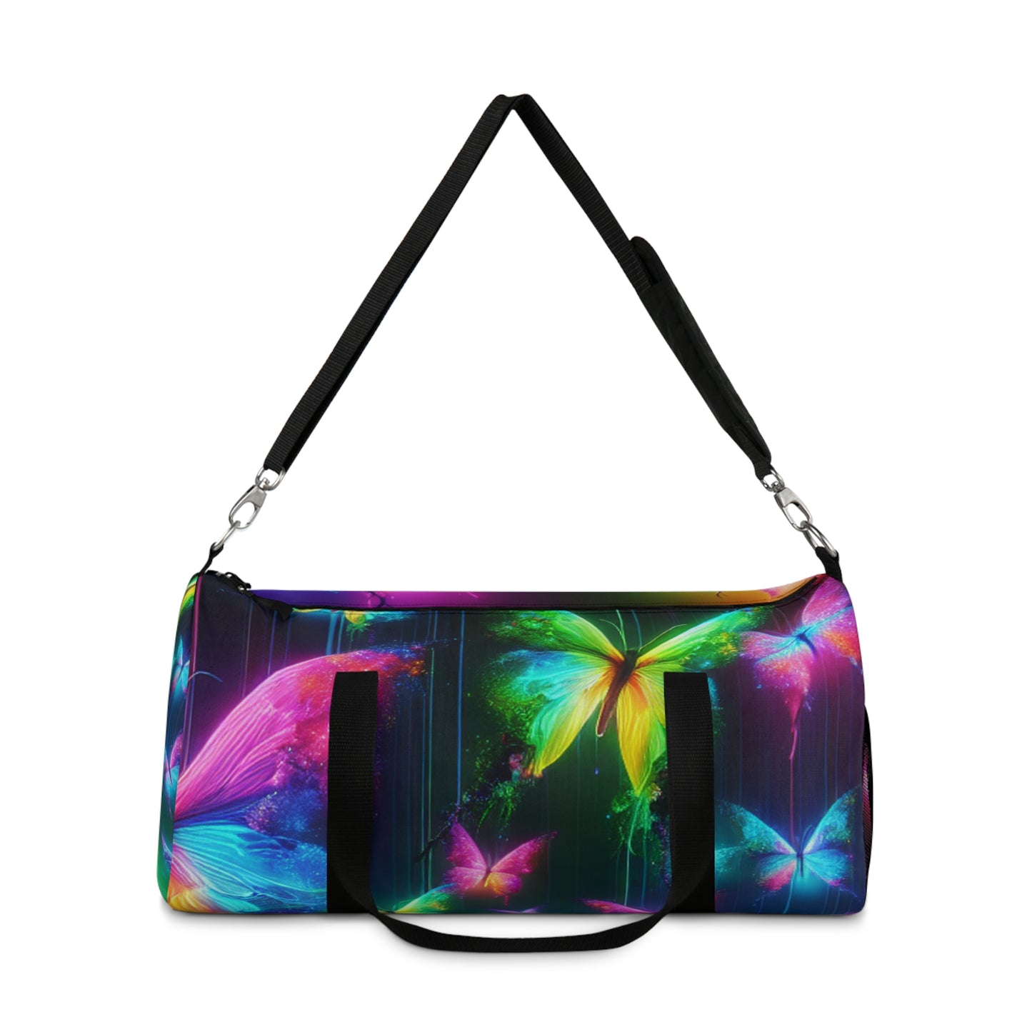 Fantasia in Neon. - Neon Butterflies Duffle Bag
