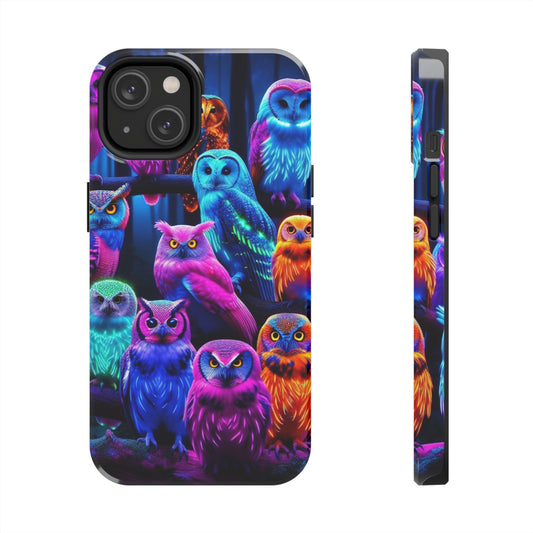 Neon Party of Owls NEON Owls Phone Case Iphone 7 8 9 10 11 12 13 14 Pro Max Mini Plus XR XS SE