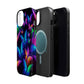 "Vibrant Neon Flutter" Neon Butterflies Premium Art Magsafe Magnet Tough IPhone 13 14 15 Pro Plus Max and Mini in Matte and Glossy Phone cases