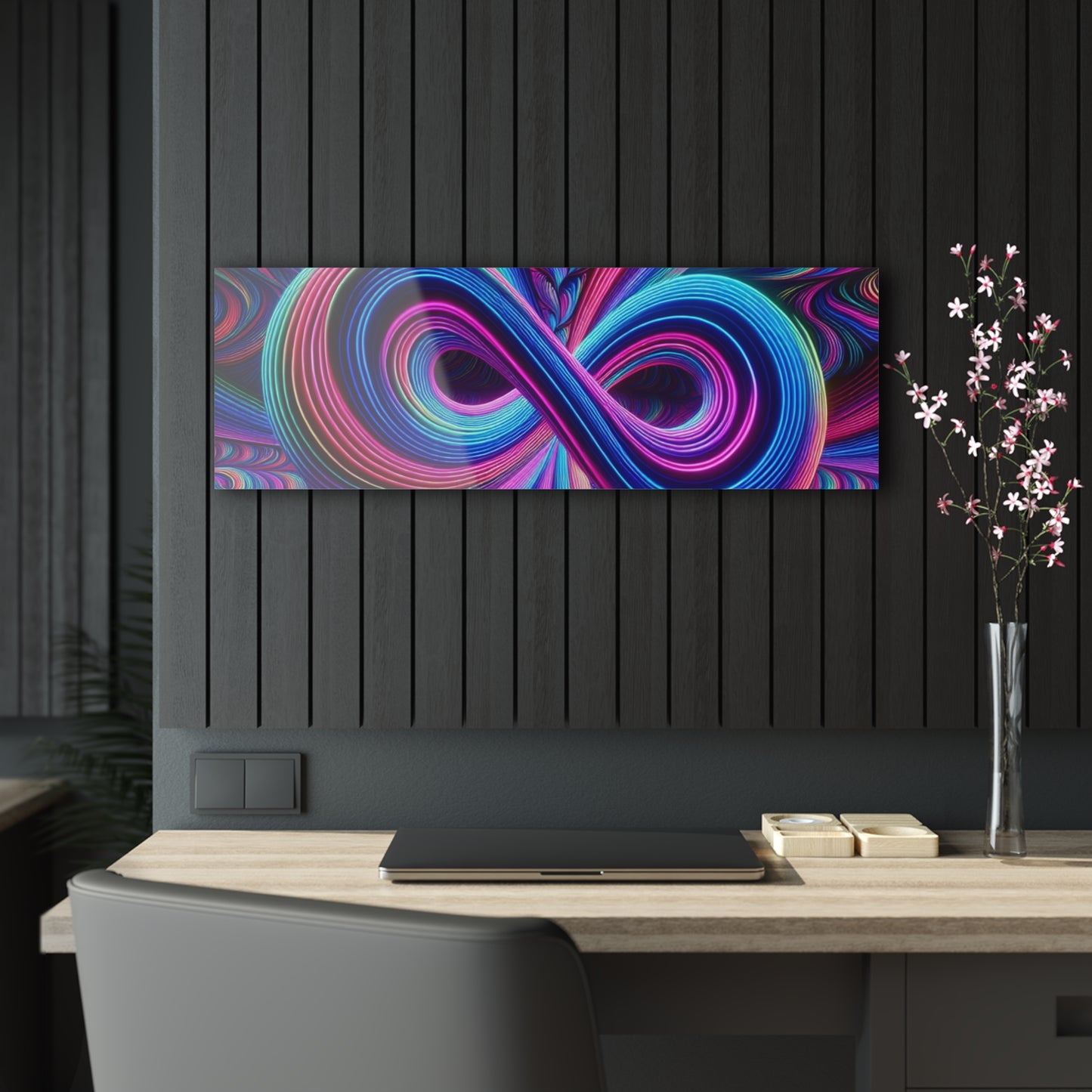 Cosmic Geometrica Splendor. Trippy infity Pattern 1/4" Glossy Acrylic Art