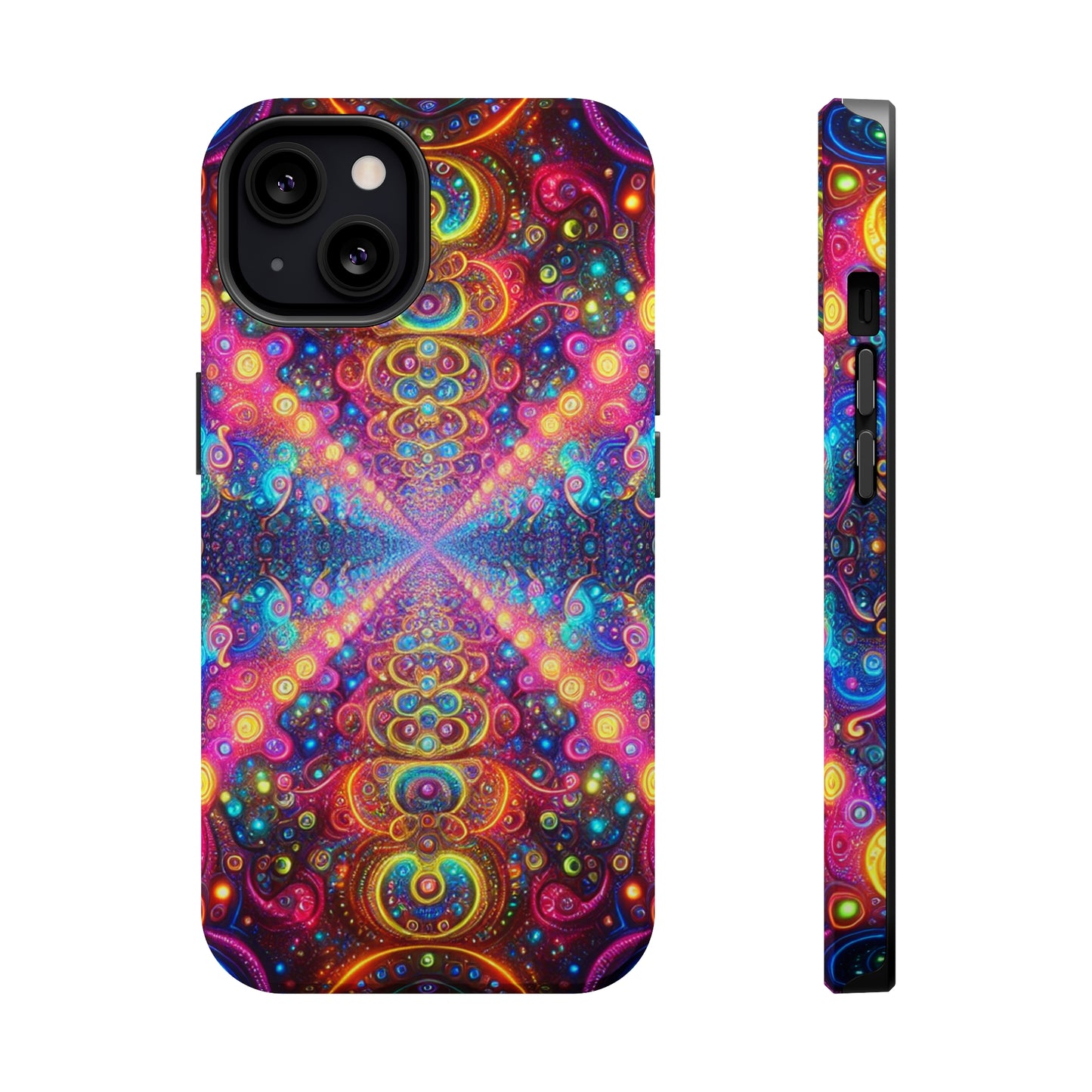 Neon Infinity Oasis Neon Trippy Infinity Patterns Premium Art Magsafe Magnet Tough IPhone 13 14 15 Pro Plus Max and Mini in Matte and Glossy Phone cases