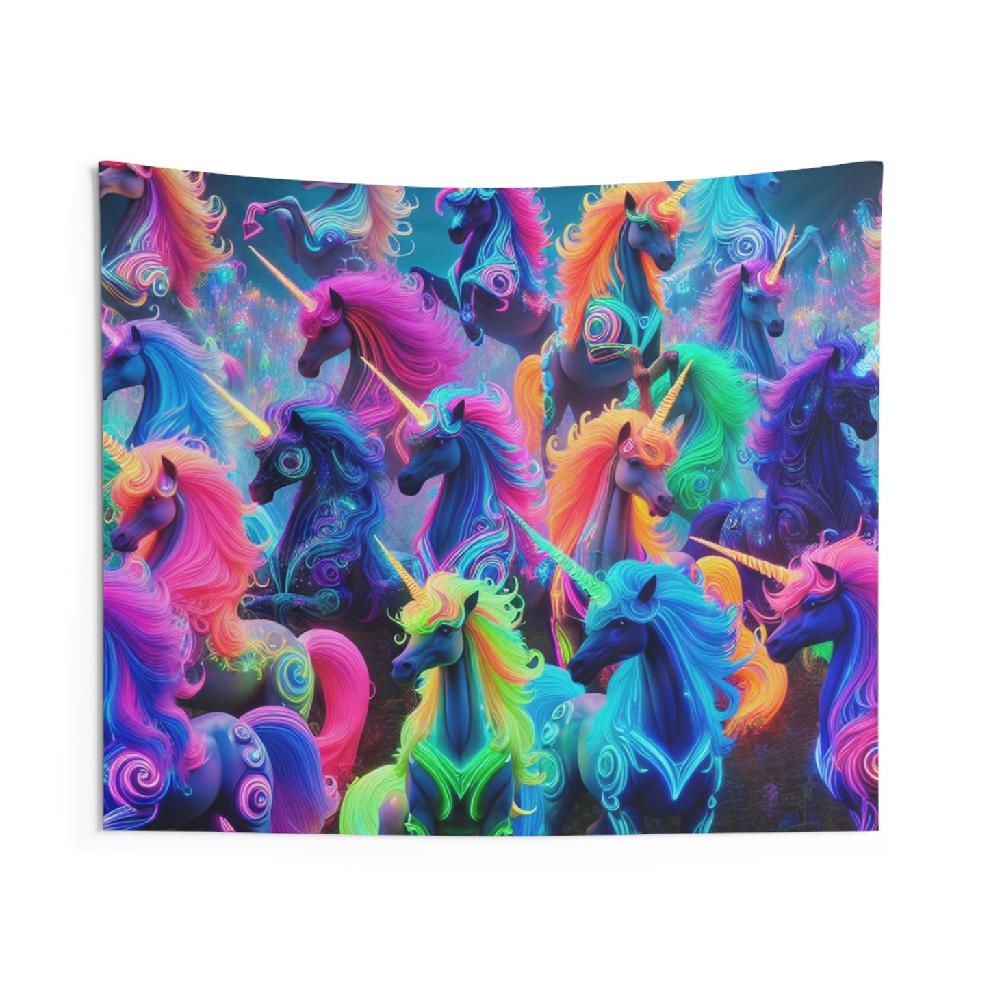Neon Unicorns Spectacle. NEON Unicorns Art Tapestry