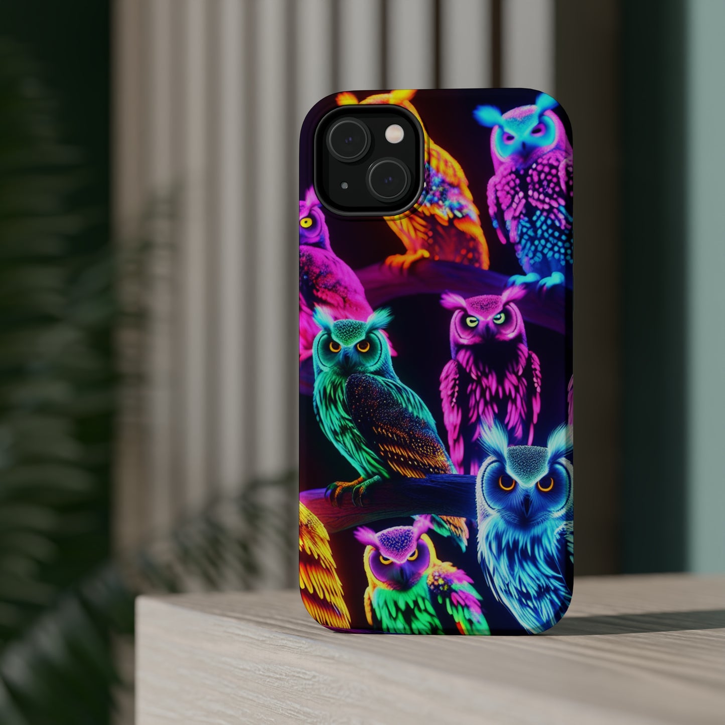 Neon Night Owls. Neon Owls Premium Art Magsafe Magnet Tough IPhone 13 14 15 Pro Plus Max and Mini in Matte and Glossy Phone cases