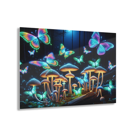 "Neon Dreamscapes" Butterflies & Mushrooms 1/4" Glossy Acrylic Art
