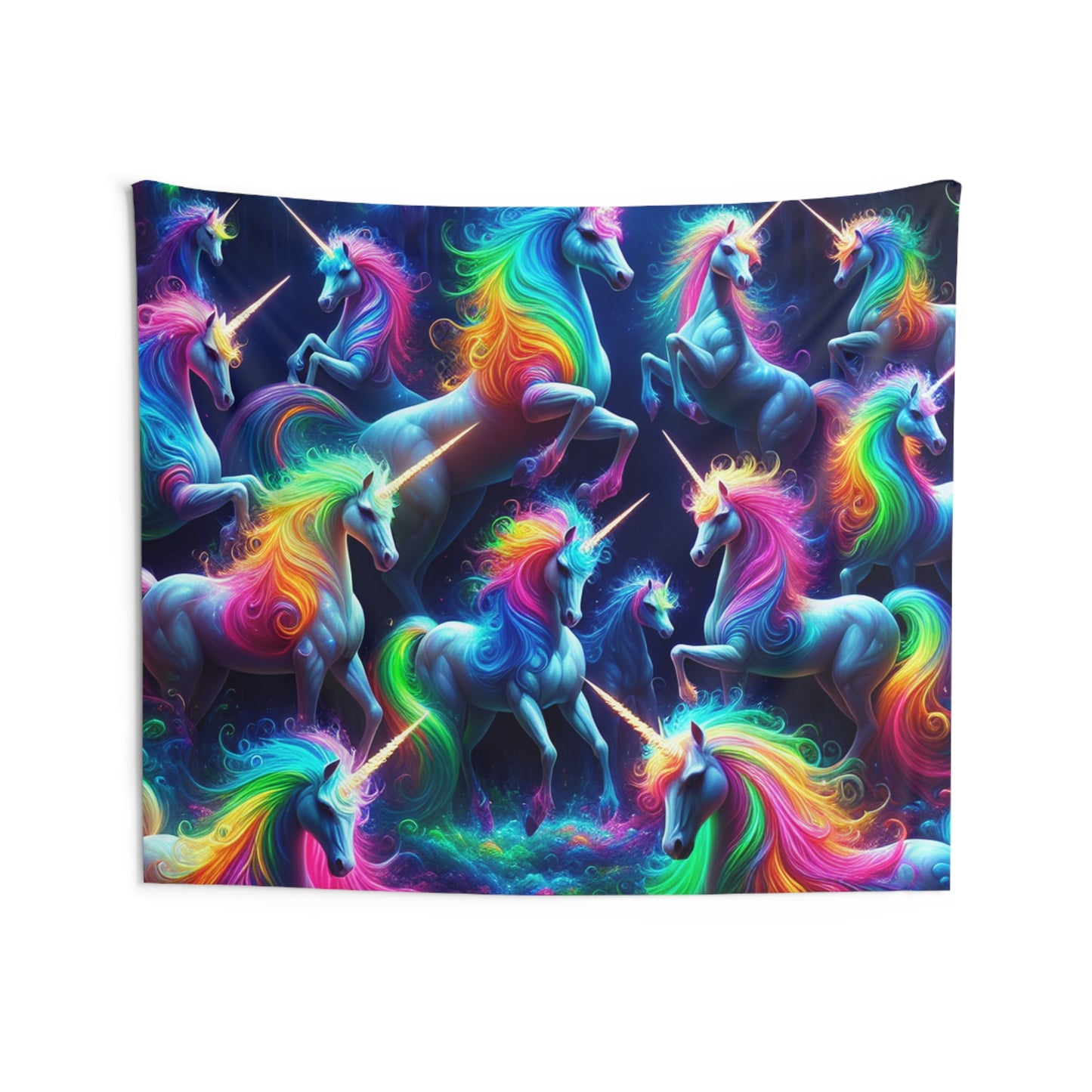 Neon Unicorn Renaissance NEON Unicorns Art Tapestry