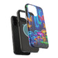 "Neon Garden Delight" Neon Butterflies and Mushrooms Premium Art Magsafe Magnet Tough IPhone 13 14 15 Pro Plus Max and Mini in Matte and Glossy Phone cases
