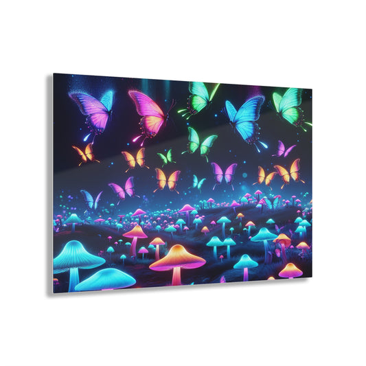 Fantasmagorical Foliage Butterflies & Mushrooms 1/4" Glossy Acrylic Art