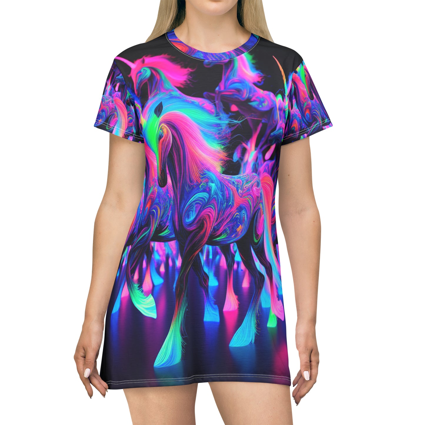 Neon Mystic Unicorn Creations. Neon Unicorns Womans T Shirt Dress
