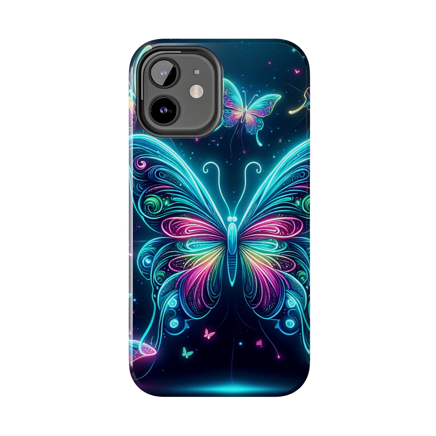 "Neon Butterfly Glo-Rama" NEON Butterflies Tough Phone Case Iphone 6 7 8 9 10 11 12 13 14 SE X XR XS Pro Max Mini Plus
