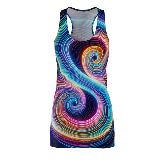 TDB Flowing Fluorescent Fantasia. Trippy Infinity Patterns Racerback Dress