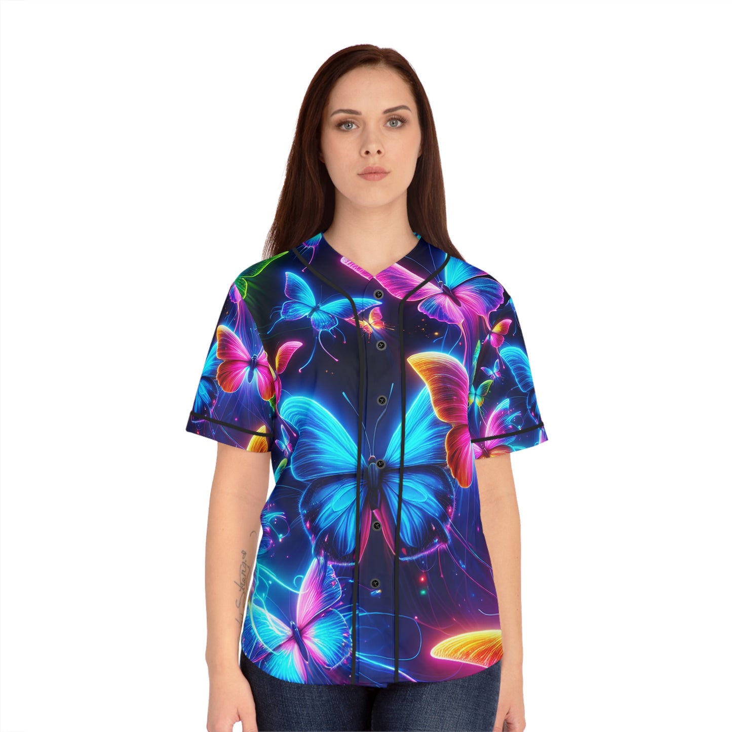 "Galaxy of Neon Butterflies" Neon Butterflies Womans Jersey