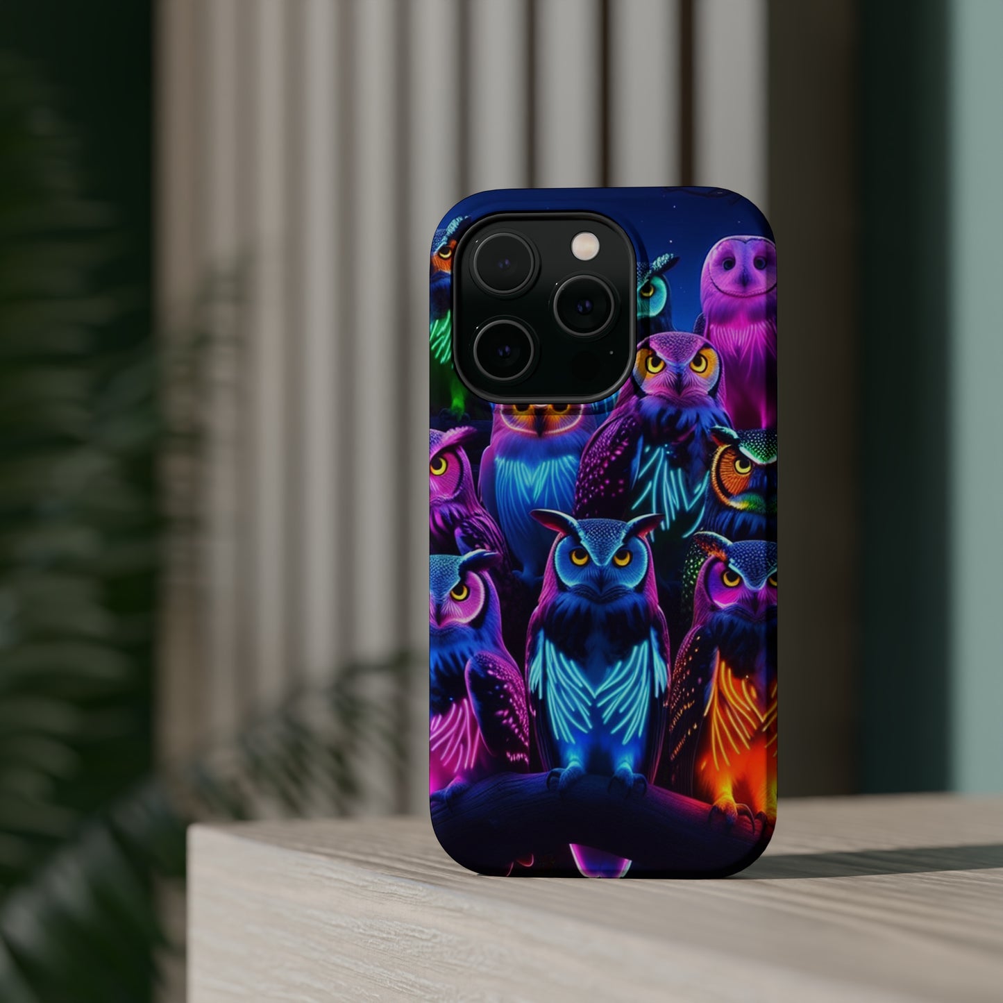 Neon Nocturne Owls. Neon Owls Premium Art Magsafe Magnet Tough IPhone 13 14 15 Pro Plus Max and Mini in Matte and Glossy Phone cases