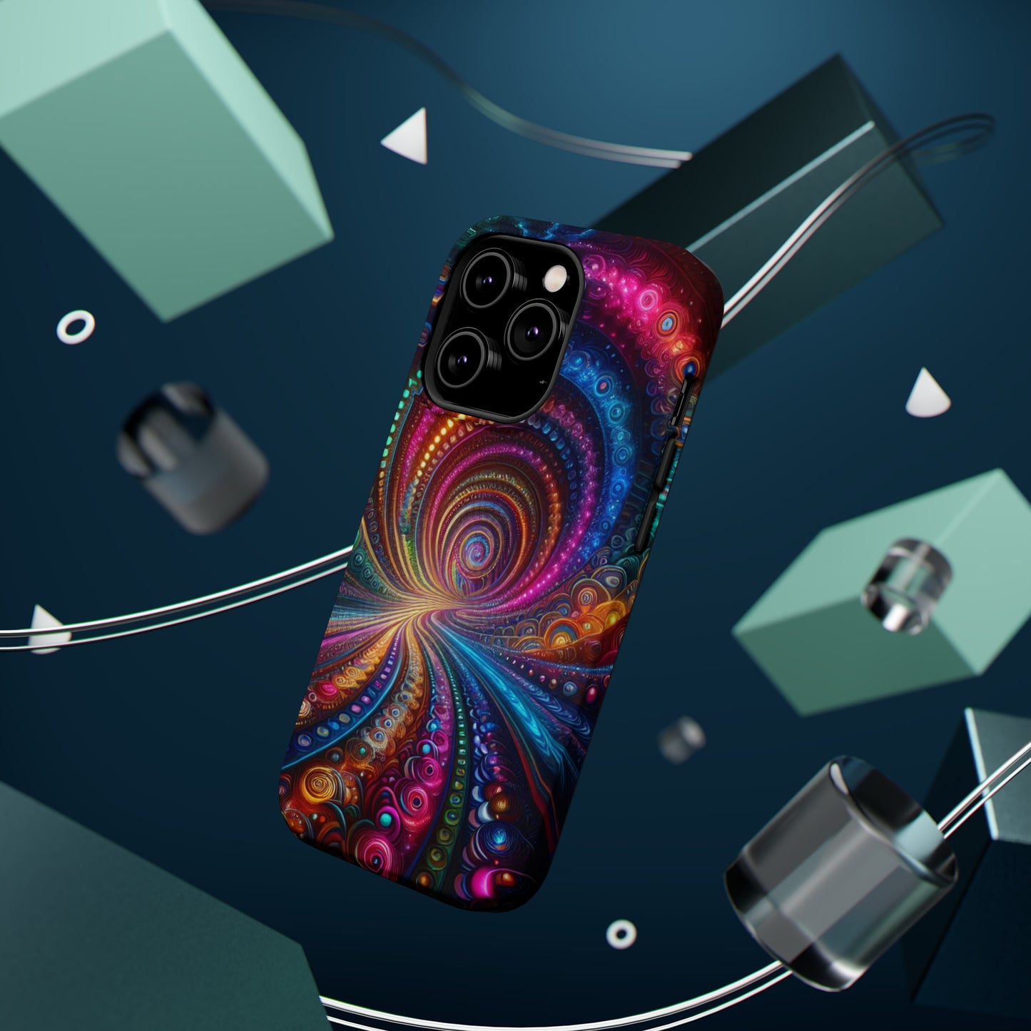 Neon Eternal Infinity Oasis. Neon Trippy Infinity Patterns Premium Art Magsafe Magnet Tough IPhone 13 14 15 Pro Plus Max and Mini in Matte and Glossy Phone cases