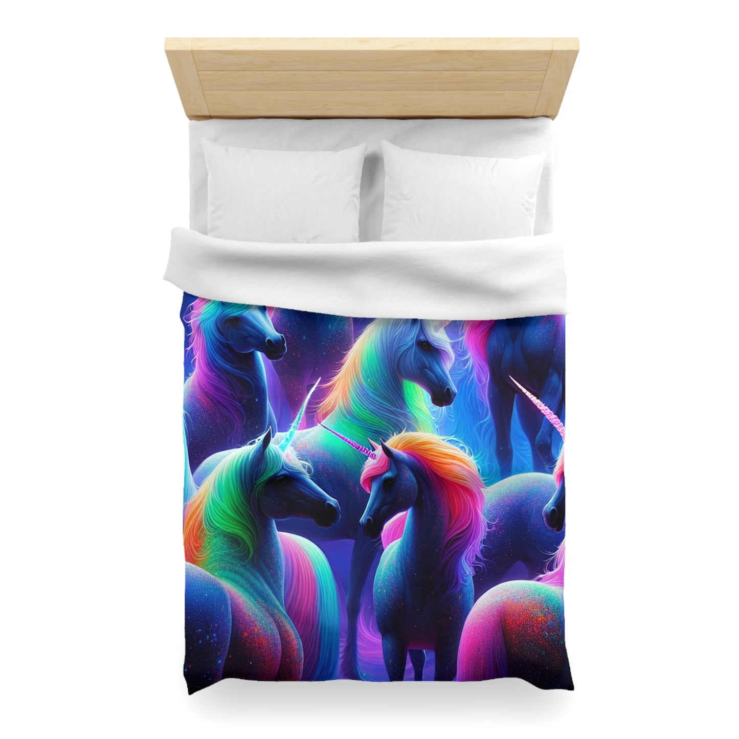 Ambrosius da Vinci - NEON Unicorns Microfiber Duvet Cover