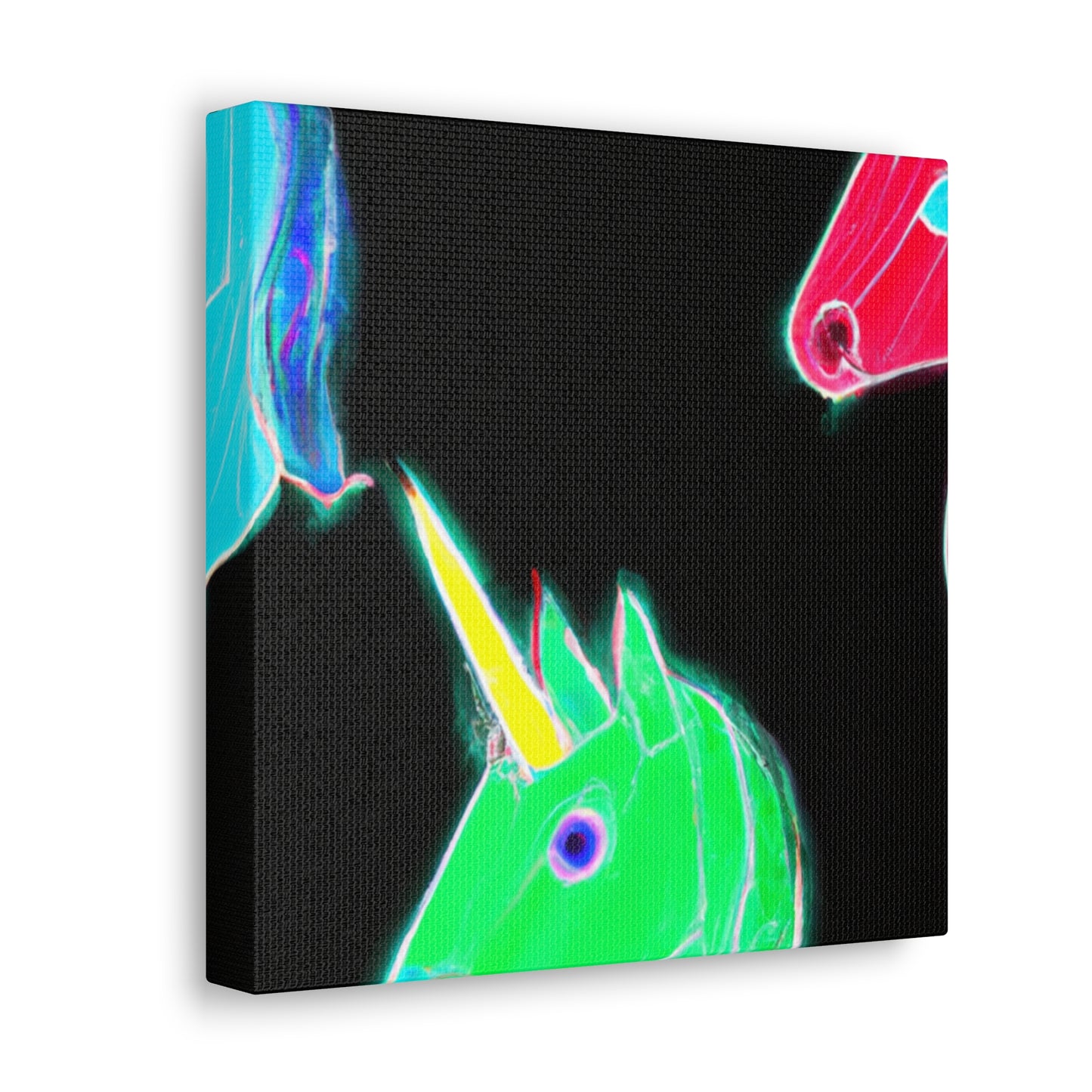 "Neon Rainbow Unicorn Cluster" NEON Unicorns Art Canvas
