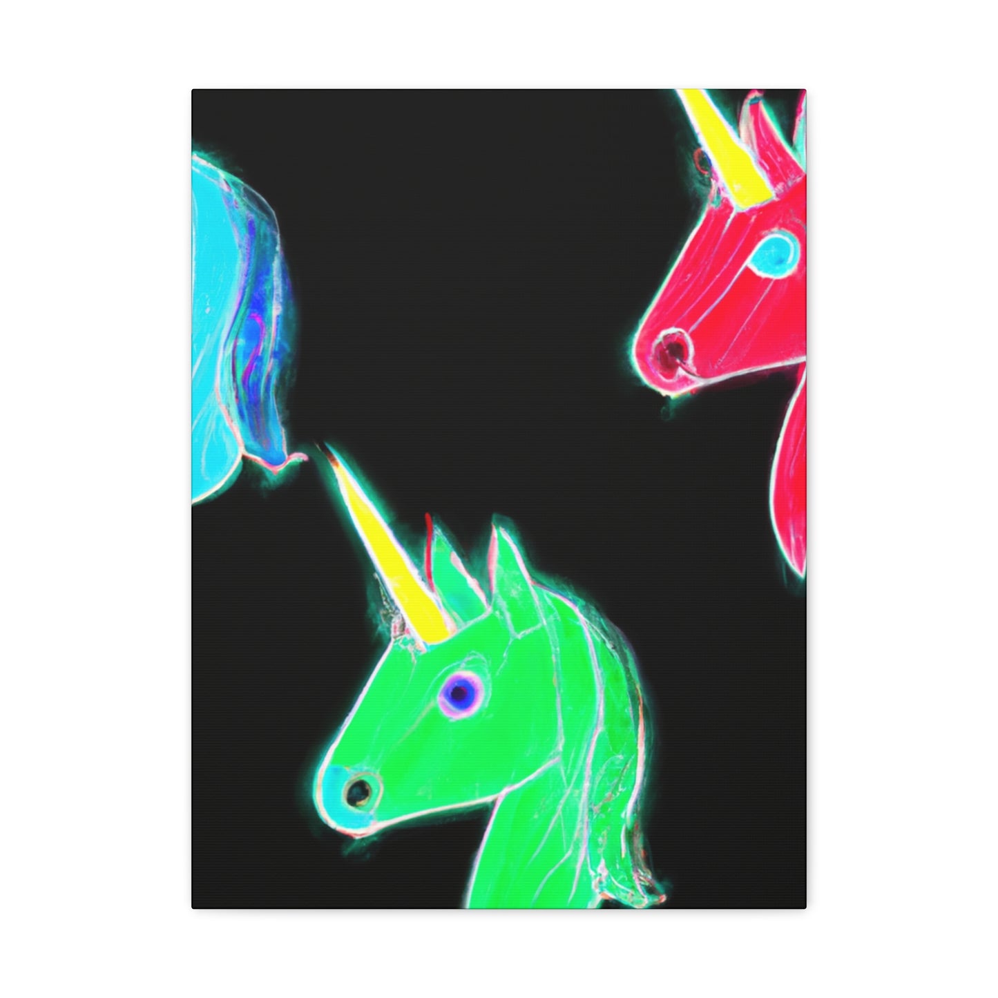 "Neon Rainbow Unicorn Cluster" NEON Unicorns Art Canvas