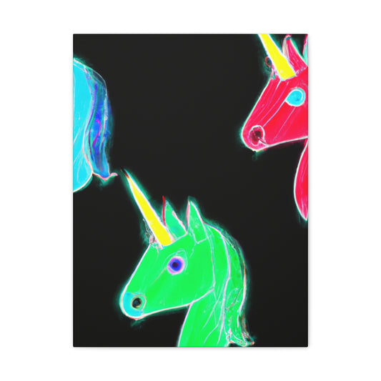 "Neon Rainbow Unicorn Cluster" NEON Unicorns Art Canvas