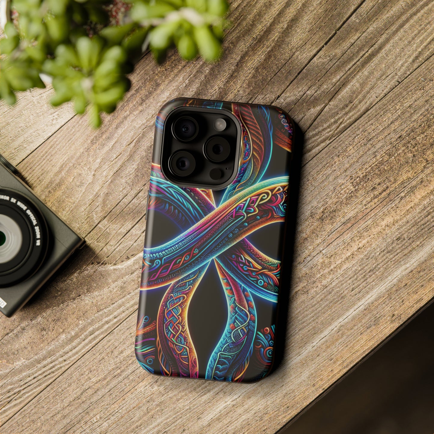 Vibrant Infinity Nocturne Neon Trippy Infinity Patterns Premium Art Magsafe Magnet Tough IPhone 13 14 15 Pro Plus Max and Mini in Matte and Glossy Phone cases