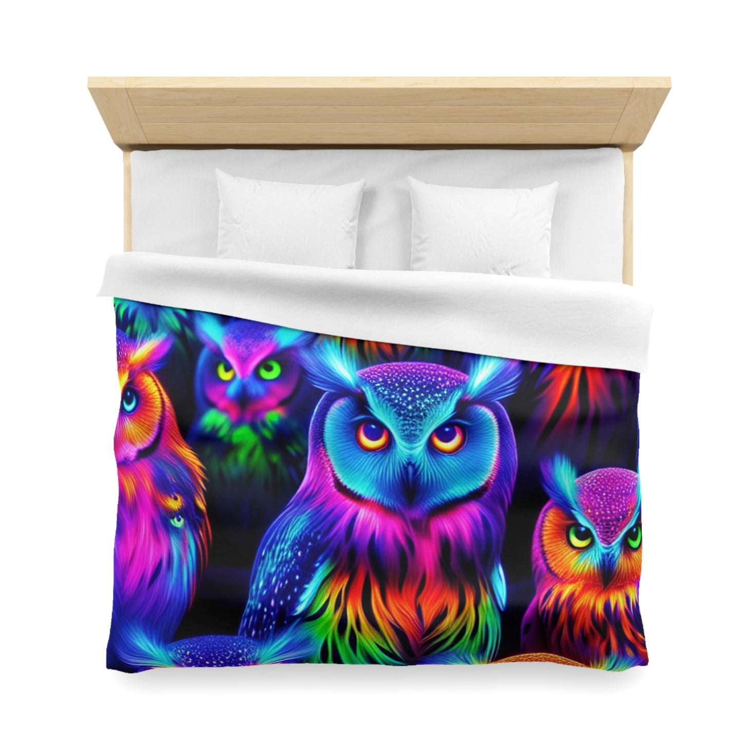 Juan da Vinci - NEON Owls Microfiber Duvet Cover