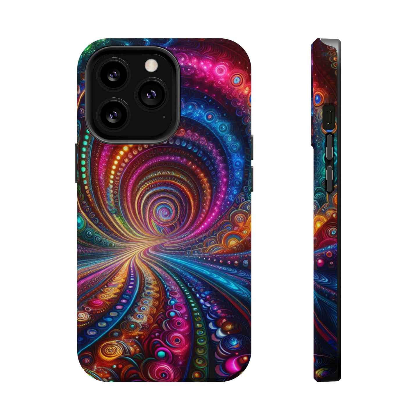 Neon Eternal Infinity Oasis. Neon Trippy Infinity Patterns Premium Art Magsafe Magnet Tough IPhone 13 14 15 Pro Plus Max and Mini in Matte and Glossy Phone cases