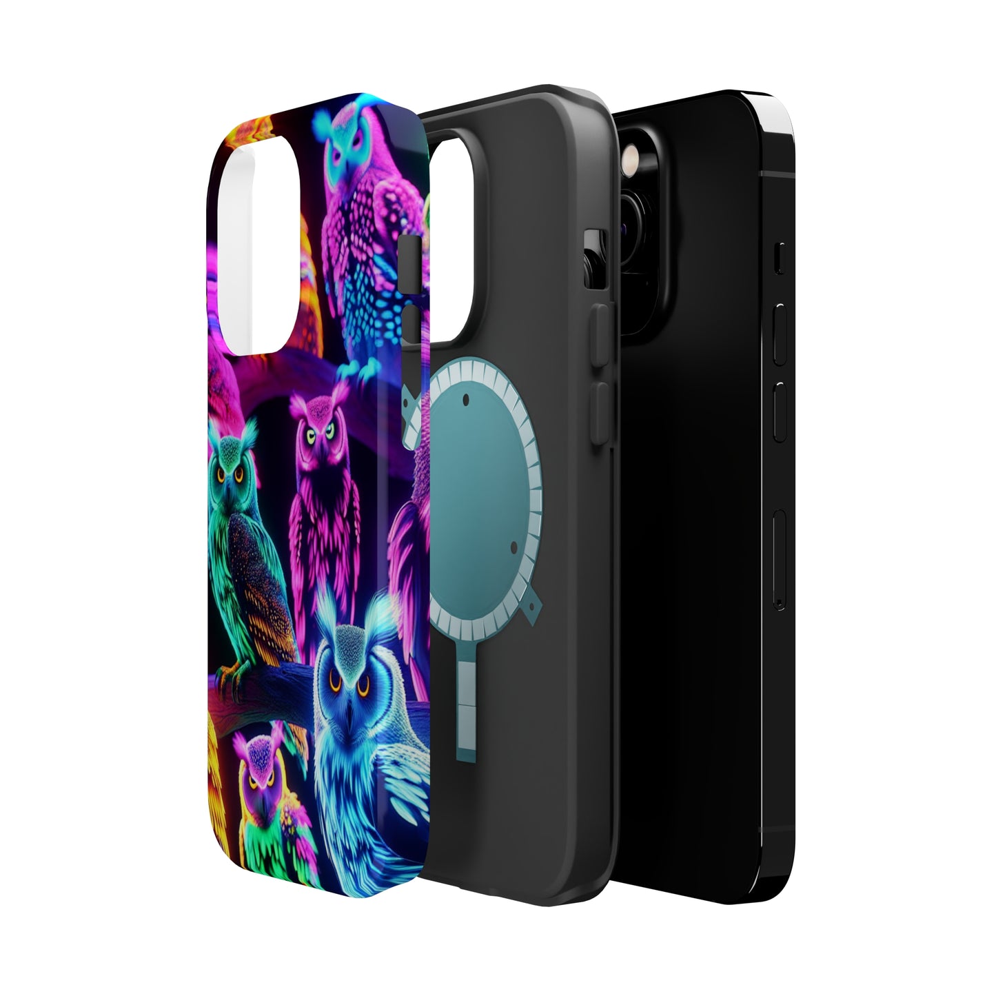 Neon Night Owls. Neon Owls Premium Art Magsafe Magnet Tough IPhone 13 14 15 Pro Plus Max and Mini in Matte and Glossy Phone cases