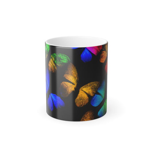 Electric Butterfly Dreamscape. Neon Butterflies 11oz Color Morphing Mug