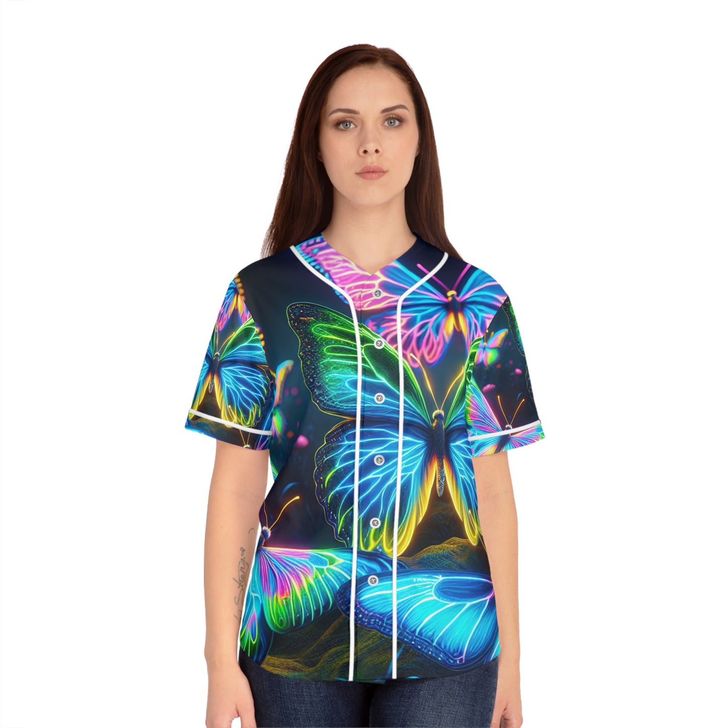 Neon Butterfly Glowscape Neon Butterflies Womans Jersey