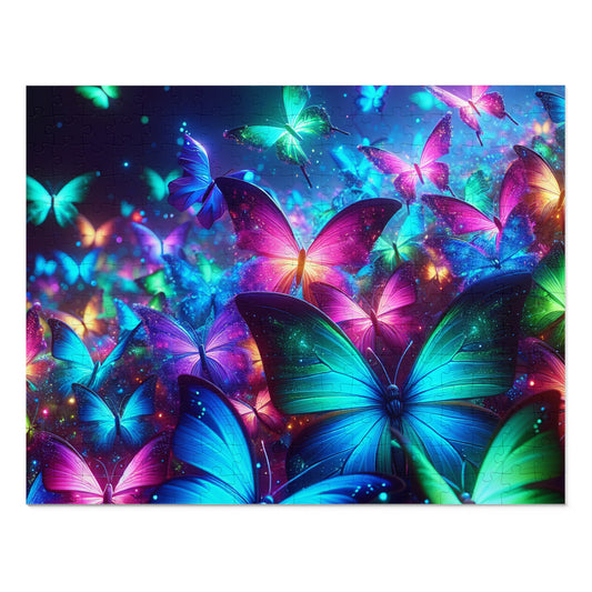 Neon Flutter. - Neon Butterflies Puzzle30, 110, 252, and 1000 Pieces