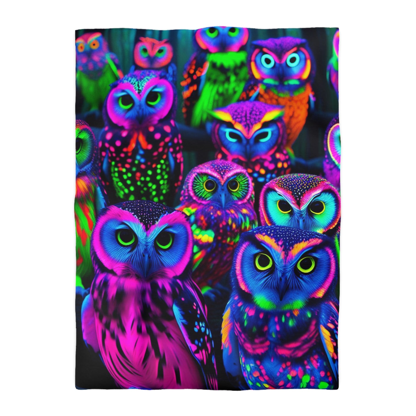 Antonio de Barcelos - NEON Owls Microfiber Duvet Cover