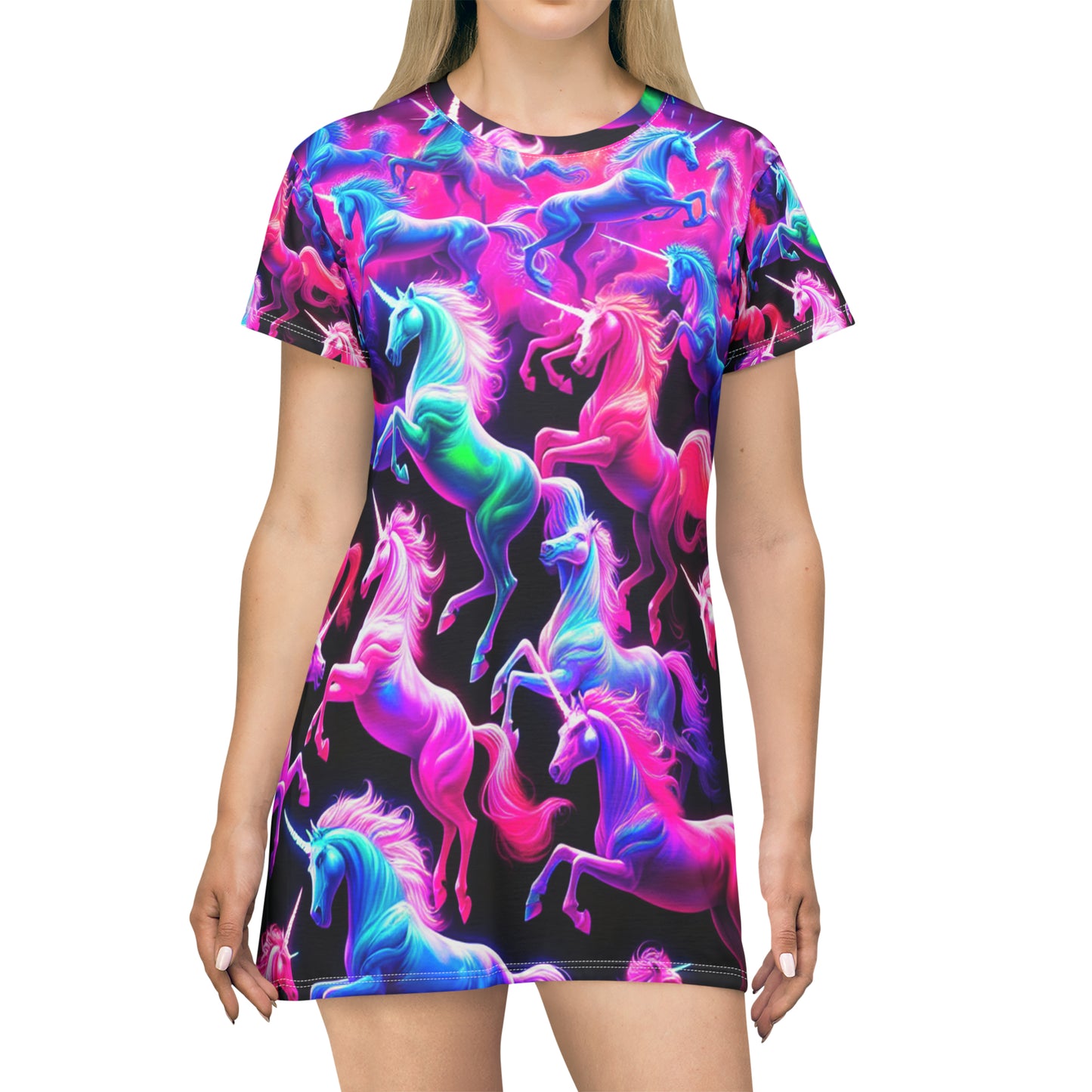 Neon Unicorn Spectacle. Neon Unicorns Womans T Shirt Dress