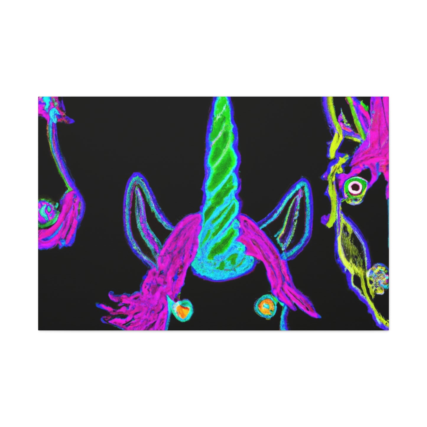 Vibrant Neon Magic. NEON Unicorns Art Canvas