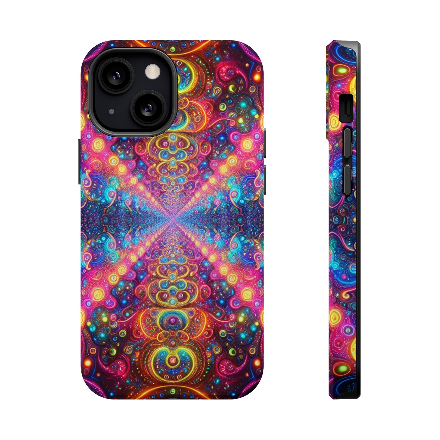 Neon Infinity Oasis Neon Trippy Infinity Patterns Premium Art Magsafe Magnet Tough IPhone 13 14 15 Pro Plus Max and Mini in Matte and Glossy Phone cases