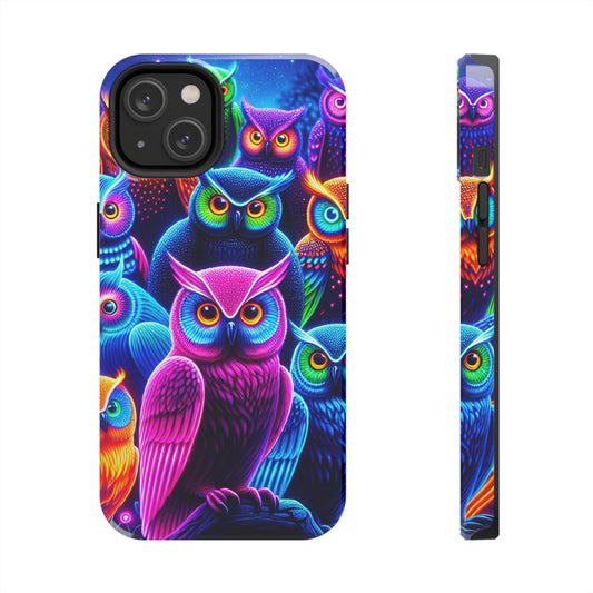 Neon Owlvoyage. NEON Owls Tough Phone Case
