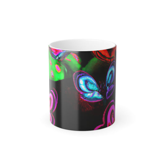 Neon Spectacle. Mushrooms & Butterflies 11oz Color Morphing Mug