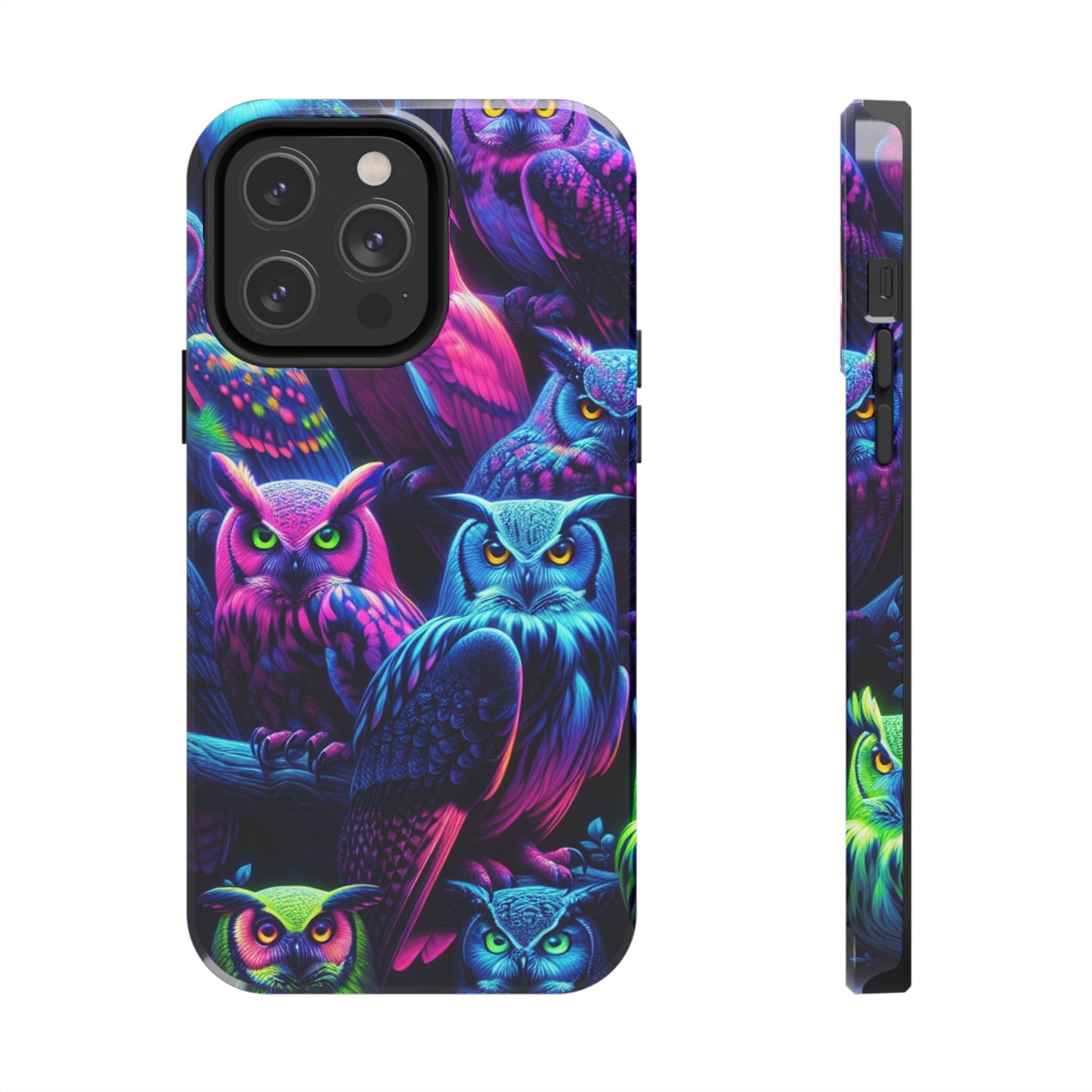 "Vivid Neon Nocturnal Symphony" NEON Owls Tough Phone Case
