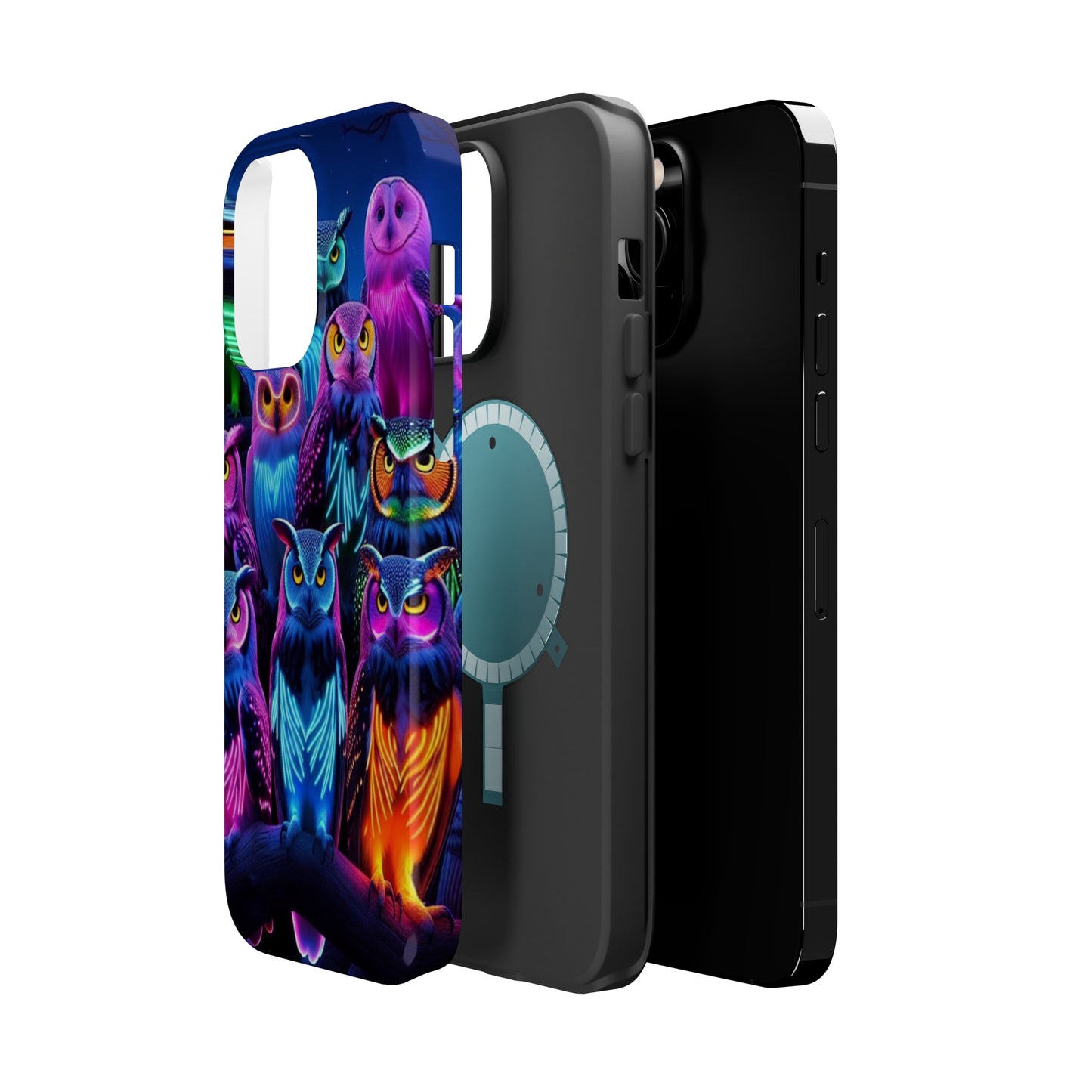 Neon Nocturne Owls. Neon Owls Premium Art Magsafe Magnet Tough IPhone 13 14 15 Pro Plus Max and Mini in Matte and Glossy Phone cases