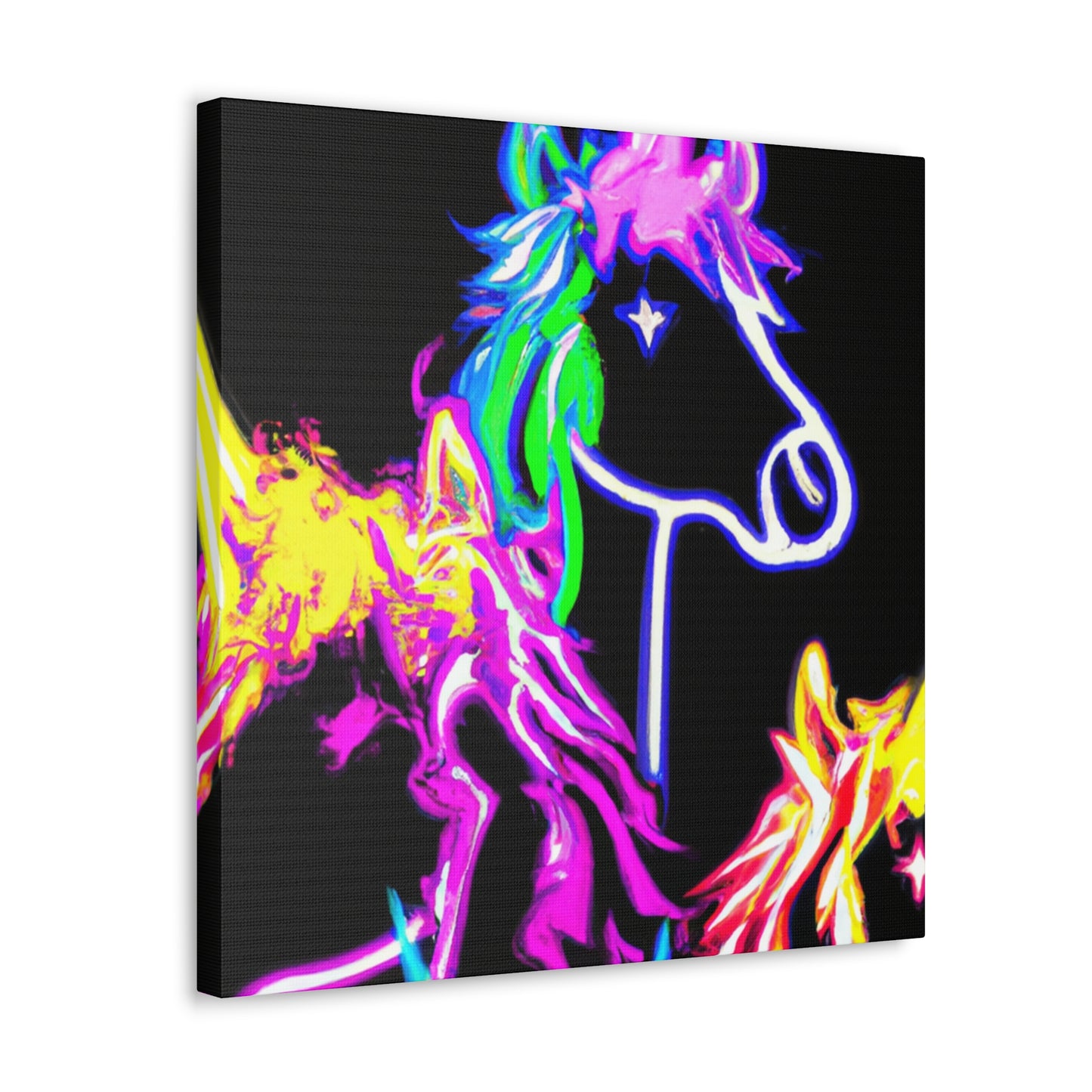 "Vibrant Neon Magic" NEON Unicorns Art Canvas