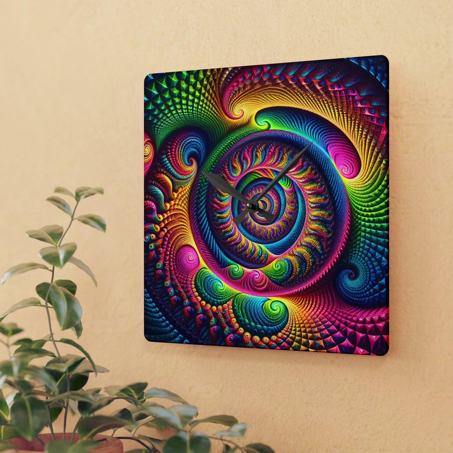Reflective Neon Odyssey Infinity Patterns Art Acrylic Clock