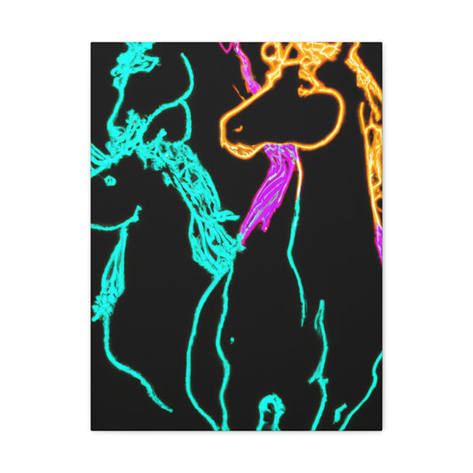 "Neon Splendour of Unicorns" NEON Unicorns Art Canvas