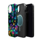 "Vivid Neon Splendor" Neon Butterflies and Mushrooms Premium Art Magsafe Magnet Tough IPhone 13 14 15 Pro Plus Max and Mini in Matte and Glossy Phone cases