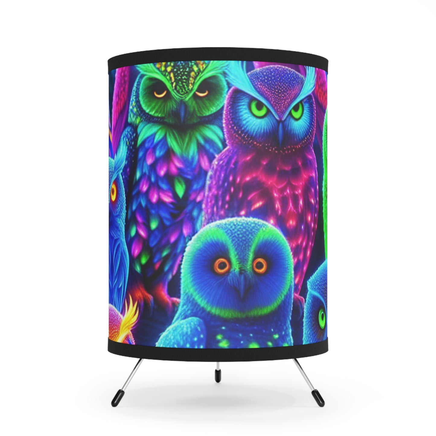 "Neon Hoot-Nite" - NEON Owls Art Tripod Lamp