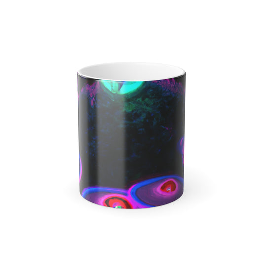 Neon Visionscapes. Mushrooms & Butterflies 11oz Color Morphing Mug